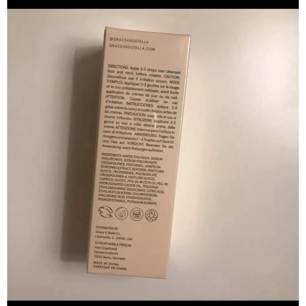 Grace & Stella Hyaluronic Acid Serum 1.7 Hydrating Firms Plumps Brightens Smooth